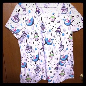 Winter print scrub top